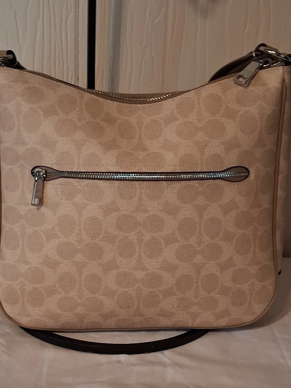 Coach Signature Ellie File Canvas and Leather Shoulder Bag in Khaki - Picture 5 of 14